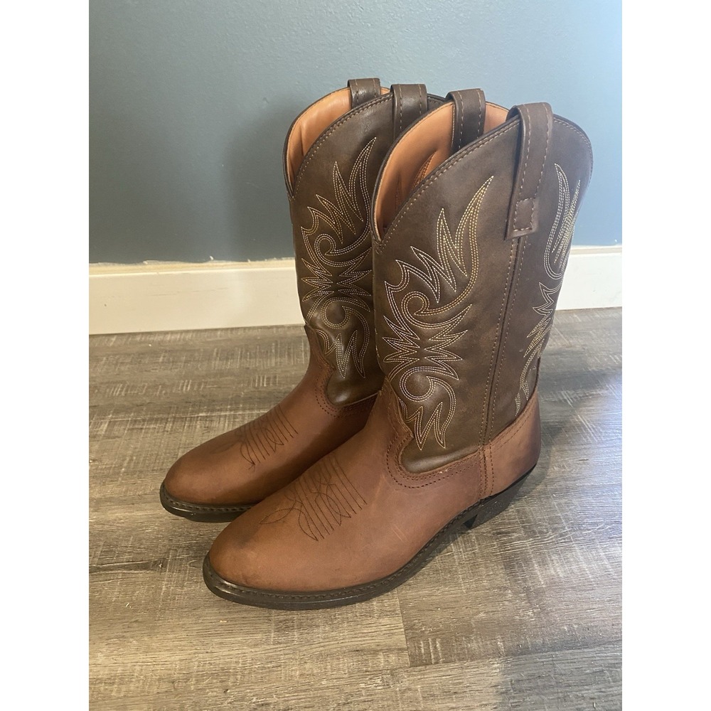 LAREDO PARIS 12" R-TOE LEATHER WESTERN COWBOY BOOTS 4242 Size 9.5 D‎